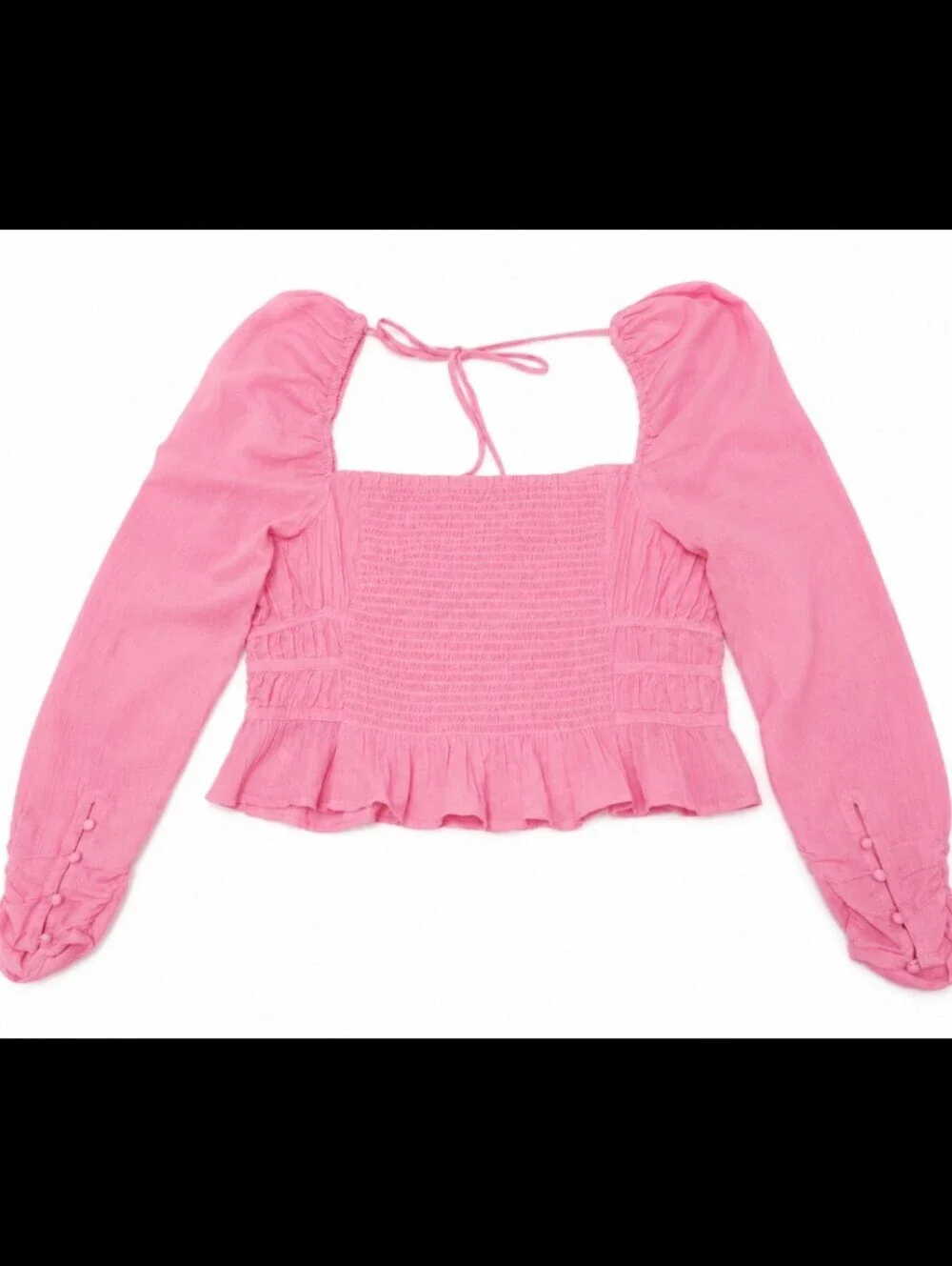 Free People Pink Smocked Peasant Crop Top NWT SIZE XL